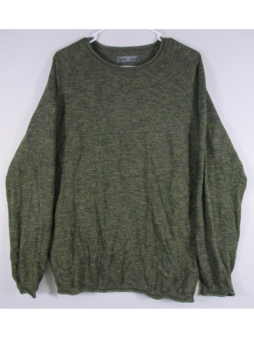 Primark Mens Pullover Crew Neck Knit Sweater Long Sleeve Size L Green